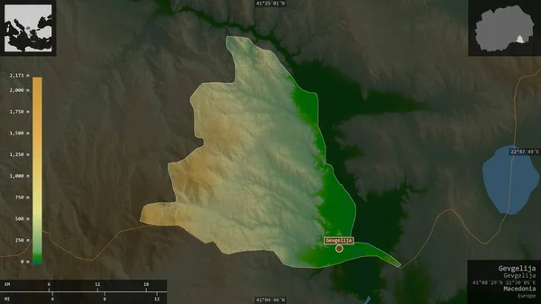 Gevgelija Gemeinde Mazedonien Farbige Shader Daten Mit Seen Und Flüssen — Stockfoto