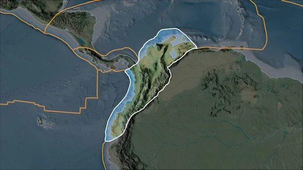 Beknopte Tektonische Plaat Van Noordelijke Andes Topografische Kaart Gescheiden Door — Stockfoto