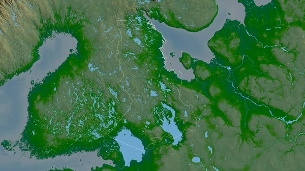 Karelia Republic Russia Colored Shader Data Lakes Rivers Shape Outlined — Stock Photo, Image