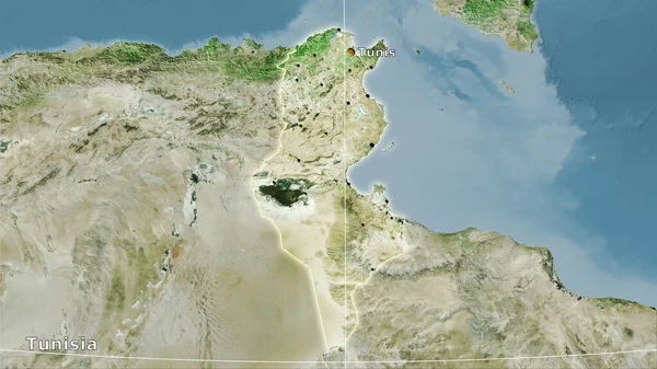 Túnez Satélite Mapa Proyección Estereográfica Composición Principal — Foto de Stock
