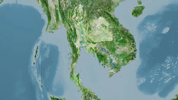 Area Thailandia Sulla Mappa Satellitare Nella Proiezione Stereografica Composizione Grezza — Foto Stock