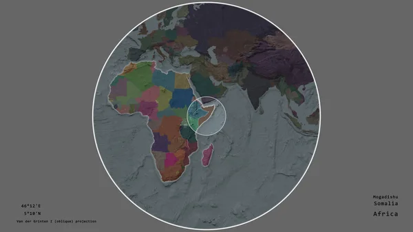 Bereich Von Somalia Mit Einem Kreis Auf Der Großformatigen Landkarte — Stockfoto