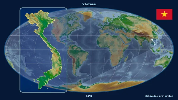 Втілений Точки Зору Єтнаму Контур Перспективними Лініями Проти Глобальної Карти — стокове фото