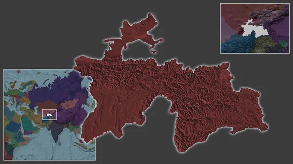 Nahaufnahme Von Tadschikistan Und Seiner Lage Der Region Und Zentrum — Stockfoto