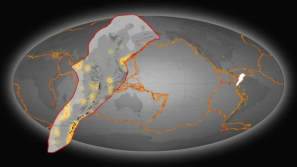 Placa Tectónica Los Andes Del Norte Extruida Presentada Contra Mapa —  Fotos de Stock