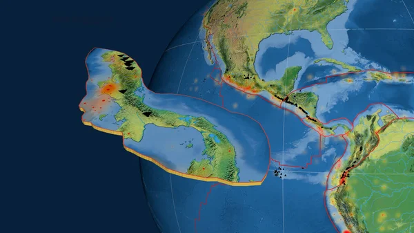 Placa Tectónica Panamá Extruida Presentada Contra Globo Mapa Topográfico Renderizado —  Fotos de Stock