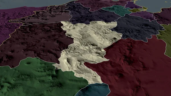 Siliana Provincia Túnez Acercó Destacó Mapa Coloreado Tocado División Administrativa — Foto de Stock