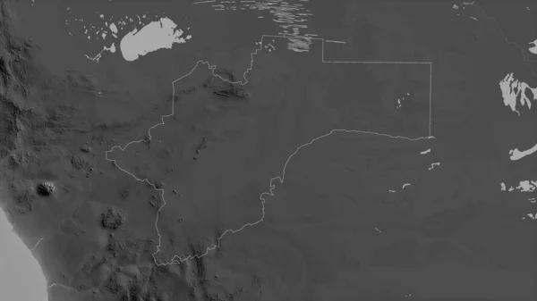 Otjozondjupa Region Namibii Mapa Szarości Jeziorami Rzekami Kształt Nakreślony Stosunku — Zdjęcie stockowe