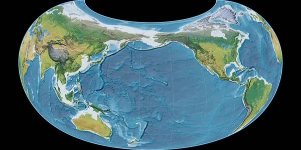 Mapa Świata Projekcji Raisz Armadillo Skupiona 170 Zachodniej Długości Geograficznej — Zdjęcie stockowe