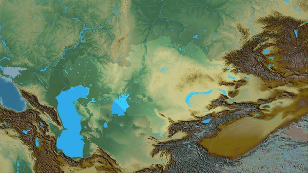 Kazachstán Topografické Reliéfní Mapě Stereografické Projekci Hrubé Složení Rastrových Vrstev — Stock fotografie