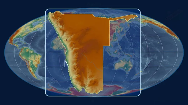 Vista Ampliada Del Esquema Namibia Con Líneas Perspectiva Contra Mapa — Foto de Stock