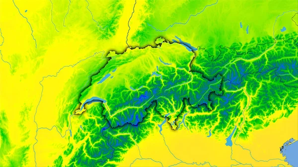 Zone Suisse Sur Carte Température Annuelle Dans Projection Stéréographique Composition — Photo