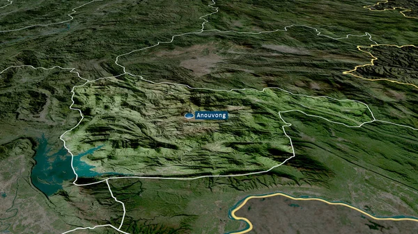 Xaisomboun Región Especial Laos Zoomed Destacó Con Capital Imágenes Satélite — Foto de Stock