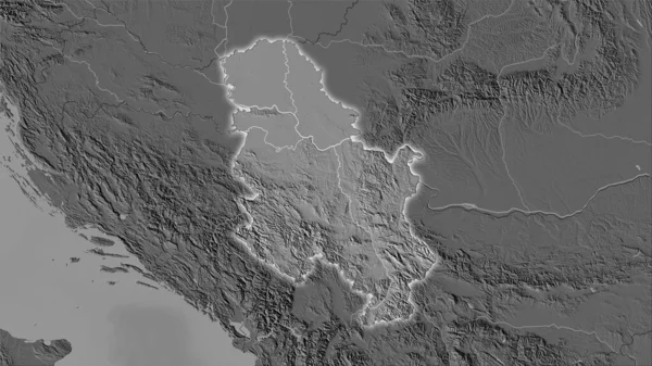 Área Serbia Mapa Elevación Bilevel Proyección Estereográfica Composición Cruda Capas — Foto de Stock