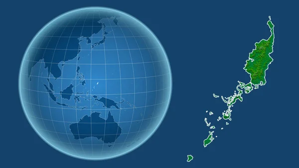 Palau Globo Con Forma Del País Contra Mapa Ampliado Con —  Fotos de Stock