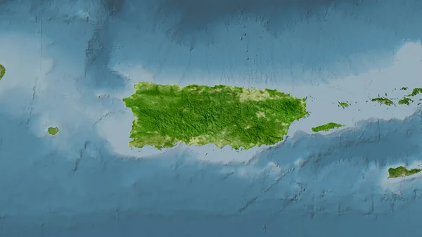 Région Porto Rico Sur Carte Satellite Dans Projection Stéréographique Composition — Photo