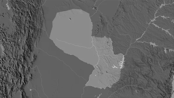 Paraguay Mapa Elevación Bilevel Proyección Estereográfica Composición Cruda Capas Trama — Foto de Stock