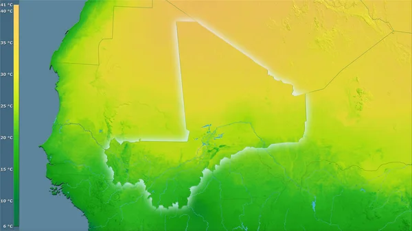 Среднегодовое Изменение Температуры Пределах Мали Стереографической Проекции Легендой Сырой Состав — стоковое фото