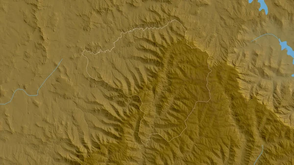 レソトのブタ ブテ地区 湖や川と色シェーダーデータ 形状は その国の領域に対して概説 3Dレンダリング — ストック写真