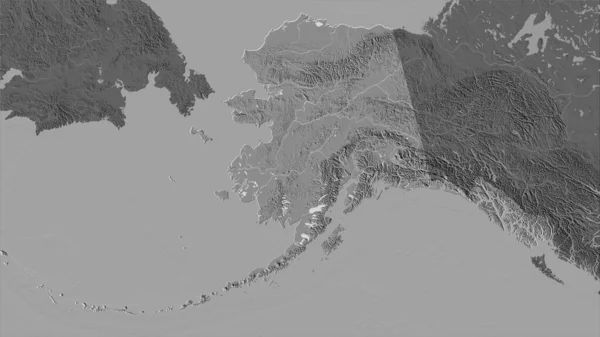 Área Alaska Los Estados Unidos Mapa Elevación Bilevel Proyección Estereográfica — Foto de Stock