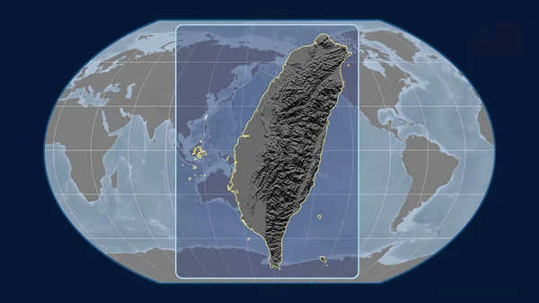 Vista Ampliada Del Contorno Taiwán Con Líneas Perspectiva Contra Mapa —  Fotos de Stock