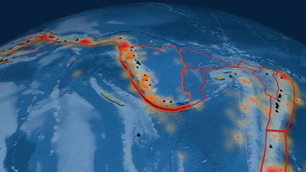 Nouvelle Plaque Tectonique Des Hébrides Extrudée Sur Globe Carte Topographique — Photo
