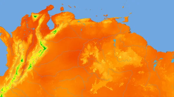 Área Venezuela Mapa Anual Temperatura Projeção Estereográfica Composição Bruta Das — Fotografia de Stock