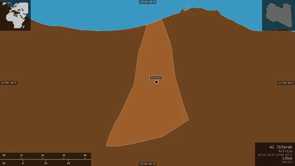 リビアのアル フィファラー地区 湖や川でパターン化された固体 有益なオーバーレイとその国の領域に対して提示形状 3Dレンダリング — ストック写真