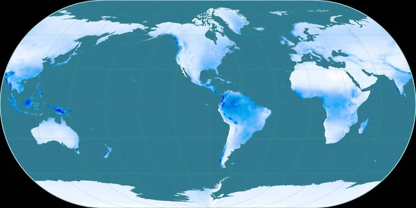 Mapa Del Mundo Proyección Oval Ortelius Centrado Longitud Oeste Mapa —  Fotos de Stock