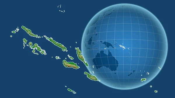 Isole Salomone Globo Con Forma Del Paese Mappa Ingrandita Con — Foto Stock