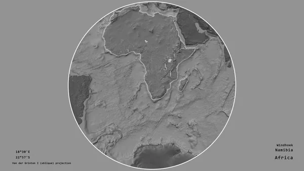 Das Gebiet Namibias Zentriert Sich Kreis Seinen Kontinent Auf Dem — Stockfoto