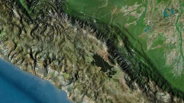 Puno Região Peru Imagens Satélite Forma Delineada Contra Sua Área — Fotografia de Stock