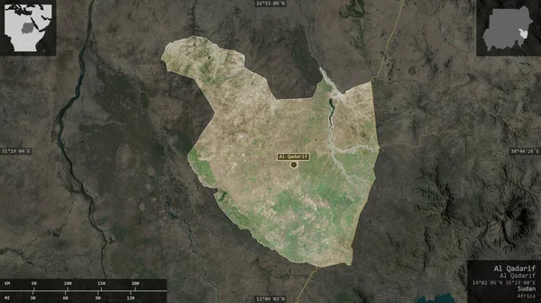 Kadarif Staat Sudan Satellitenbilder Gestalt Die Sich Mit Informativen Überlagerungen — Stockfoto