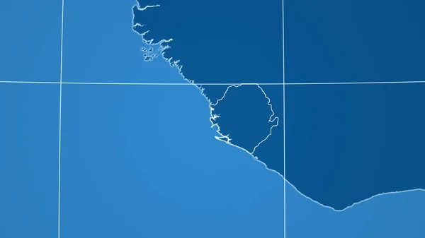 シエラレオネ 国の概要と遠くの視点 図形のみ Land Sea Mask — ストック写真
