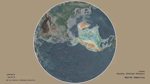 Area Degli Stati Uniti Alaska Centrata Nel Cerchio Che Circonda — Foto Stock
