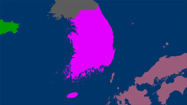 Sydkoreas Område Kartan Över Administrativa Indelningar Den Stereografiska Prognosen Råa — Stockfoto