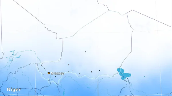 Περιοχή Του Νίγηρα Στον Ετήσιο Χάρτη Υετού Στην Στερεογραφική Προβολή — Φωτογραφία Αρχείου