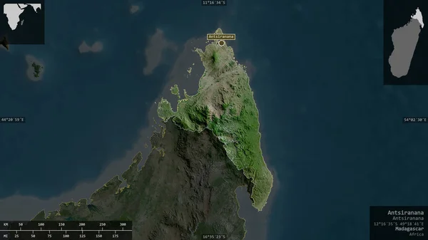 Antsiranana Den Autonoma Provinsen Madagaskar Satellitbilder Form Presenteras Mot Sitt — Stockfoto