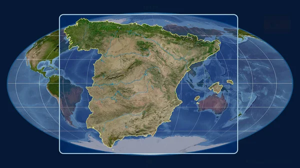 Vista Ampliada Del Esquema España Con Líneas Perspectiva Frente Mapa — Foto de Stock