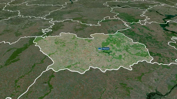 Penza Région Russie Zoomé Mis Évidence Avec Capital Imagerie Satellite — Photo