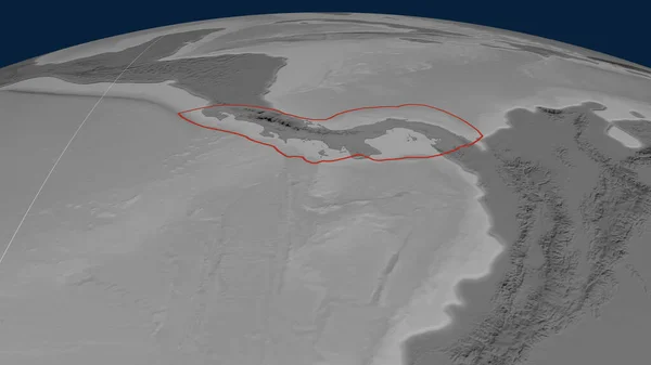 Panama Tektonikus Lemez Körvonalazódik Világon Szürkeárnyalat Magassági Térkép Renderelés — Stock Fotó
