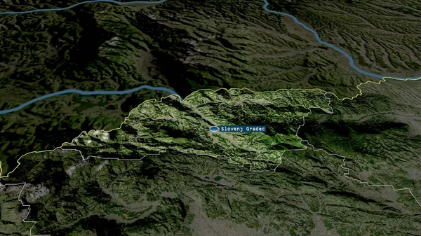 Koroska Statistische Regio Van Slovenië Gezoomd Gemarkeerd Met Kapitaal Satellietbeelden — Stockfoto