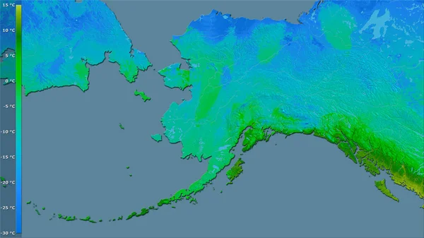 Durchschnittstemperatur Des Wärmsten Quartals Gebiet Der Vereinigten Staaten Alaska Der — Stockfoto
