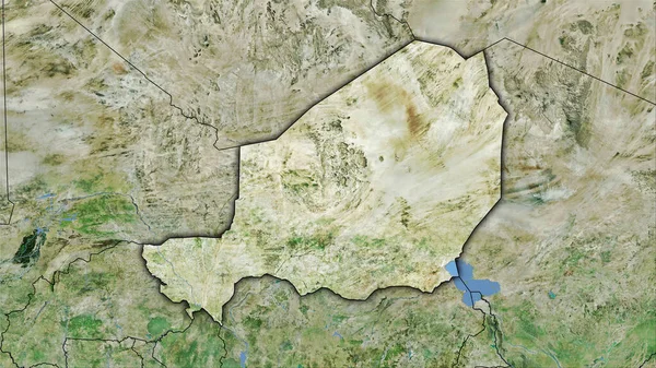 Niger Sur Carte Satellite Dans Projection Stéréographique Composition Brute Couches — Photo