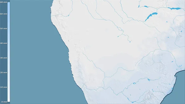 Opady Najsuchszych Miesięcy Obszarze Namibii Projekcji Stereograficznej Legendą Surowa Kompozycja — Zdjęcie stockowe