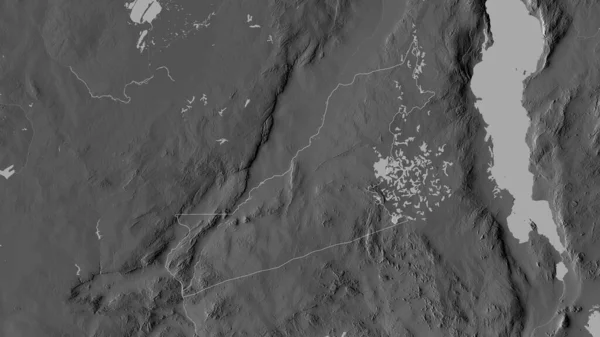 Oriental Provincia Zambia Mapa Escala Grises Con Lagos Ríos Forma — Foto de Stock