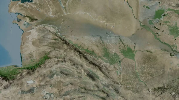 Ahal Provinz Turkmenistan Satellitenbilder Umrissen Gegen Das Land Rendering — Stockfoto