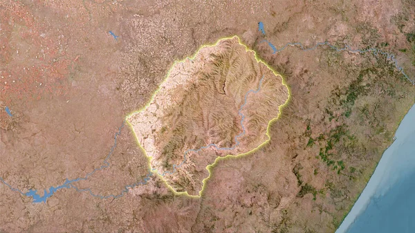 Lesotho Terület Műholdas Térképen Sztereográfiai Vetítés Nyers Összetétele Raszter Rétegek — Stock Fotó