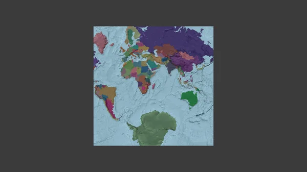 Квадратная Рамка Крупномасштабной Карты Мира Косой Проекции Ван Дер Гринтена — стоковое фото