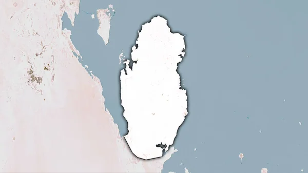 Qatar Area Sulla Mappa Satellitare Nella Proiezione Stereografica Composizione Grezza — Foto Stock
